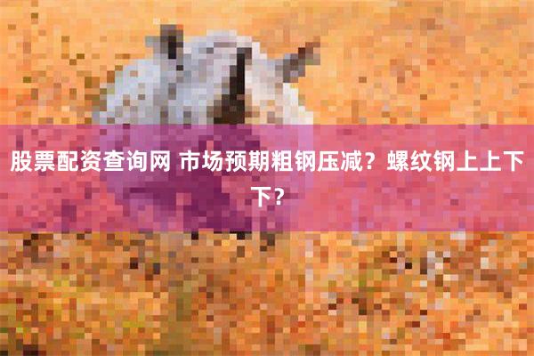 股票配资查询网 市场预期粗钢压减？螺纹钢上上下下？