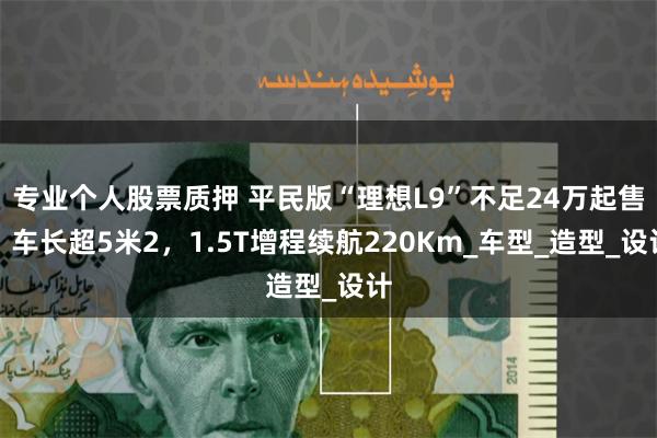专业个人股票质押 平民版“理想L9”不足24万起售，车长超5米2，1.5T增程续航220Km_车型_造型_设计