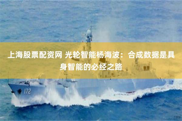 上海股票配资网 光轮智能杨海波:合成数据是具身智能的必经之路